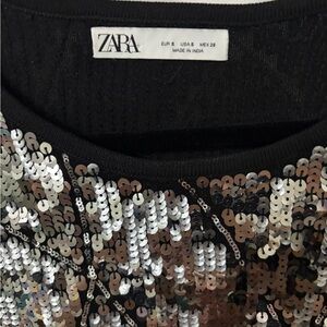 ZARA Silver Sequin Cropped Long Sleeve⚡️